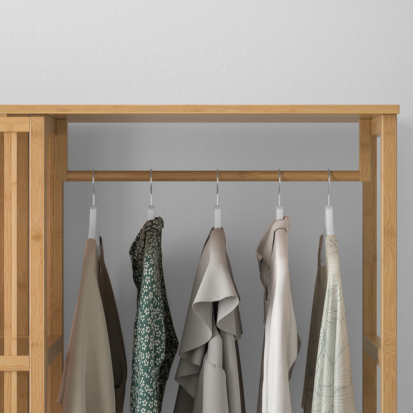 NORDKISA bamboo, Open wardrobe with sliding door, Width 120 cm Height