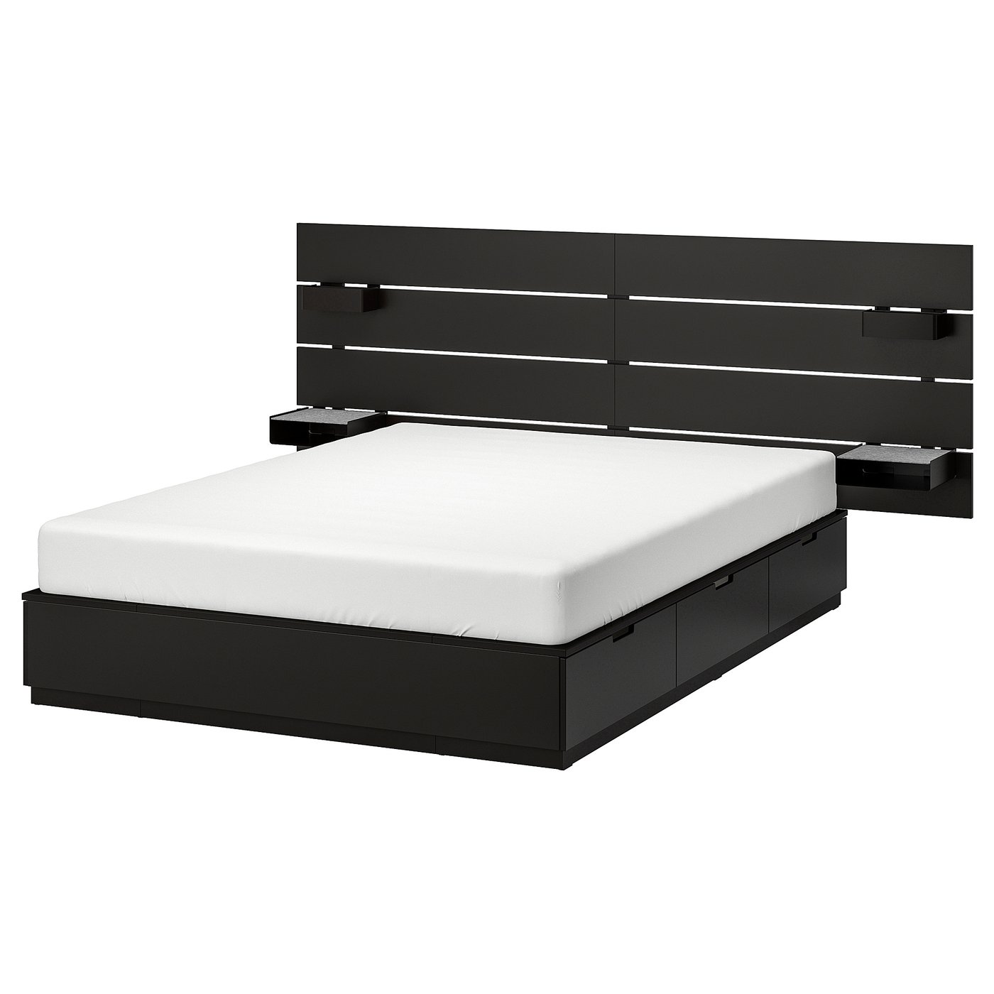 Nordli Anthracite Bed W Storage And Headboard 140x200 Cm Ikea