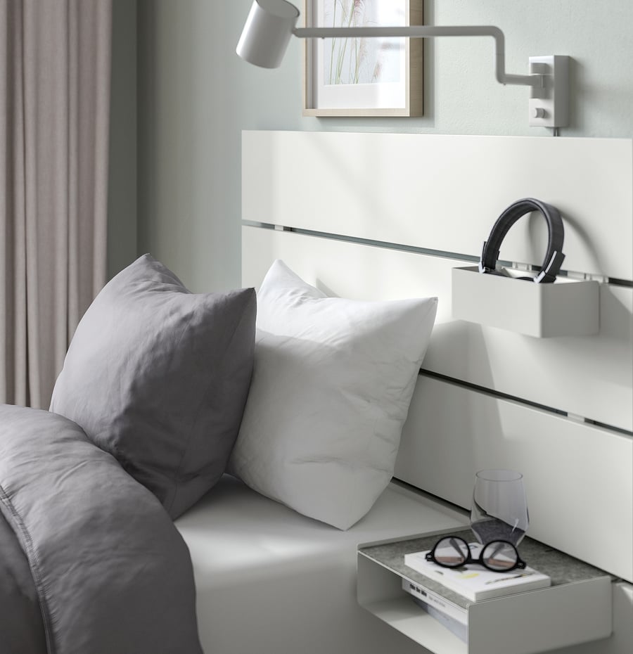 NORDLI Bed frame w storage and headboard, white, 90x200 cm IKEA