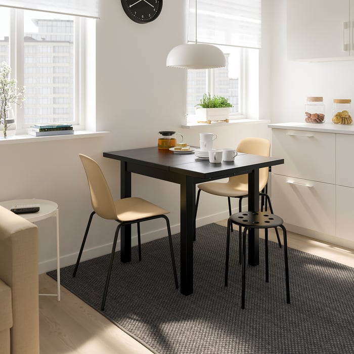 NORDVIKEN drop-leaf dining table, black, Min. length: 152 cm - IKEA