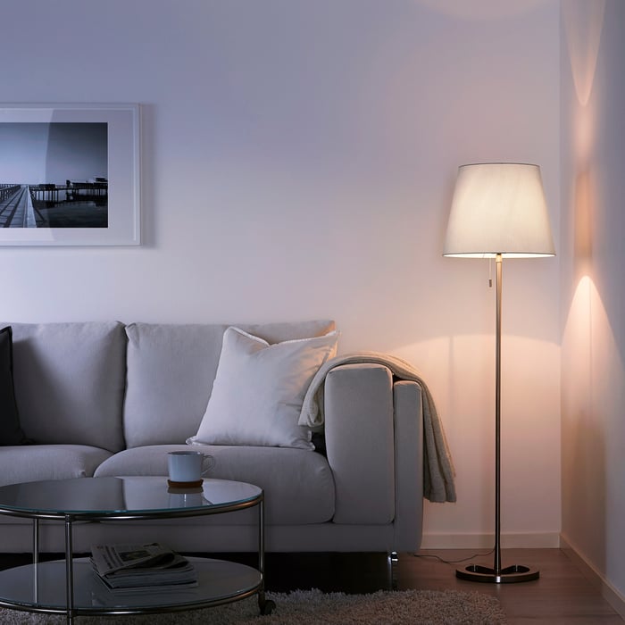 NYFORS nickel-plated white, floor lamp - IKEA UK