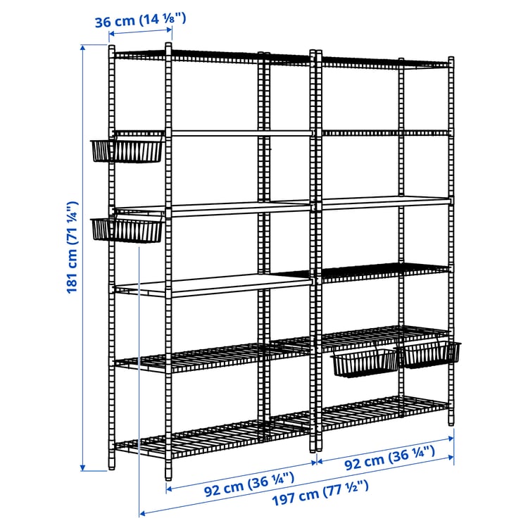 OMAR 2 shelf sections, 197x36x181 cm IKEA
