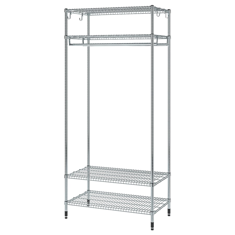 OMAR shelving unit with clothes rail, galvanised, 92x50x201 cm IKEA