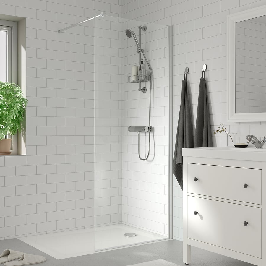 OPPEJEN / FOTINGEN Walk-in shower w screen and tray, 90x120x203 cm - IKEA