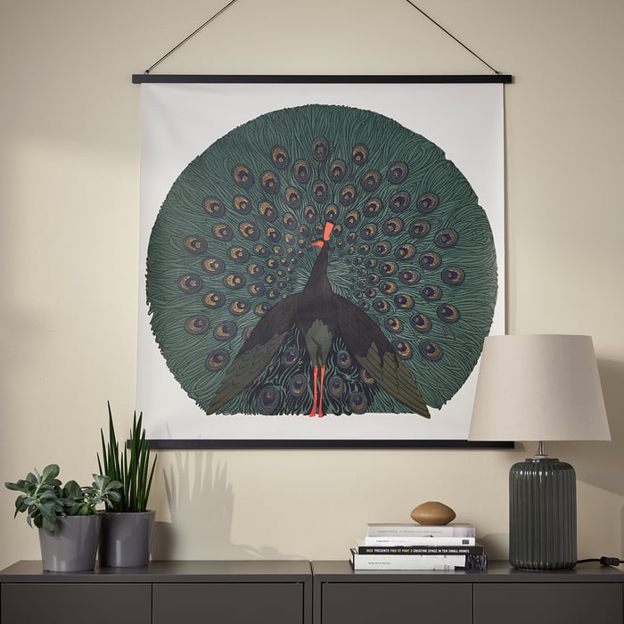 PÅLHULT Hanging tapestry, noble peacock , 90x90 cm IKEA