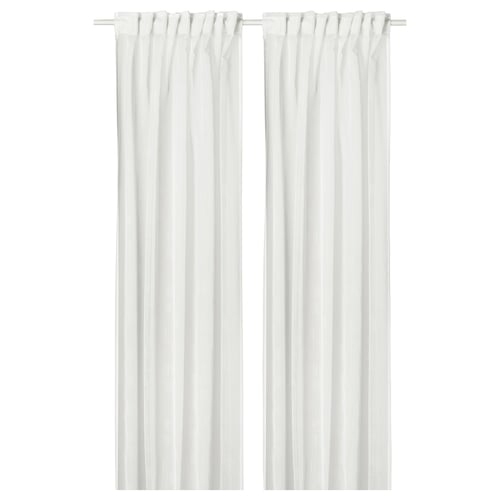 PALPLJUNGMAL Sheer curtains, 1 pair - white white/check pattern with heading tape 145x250 cm