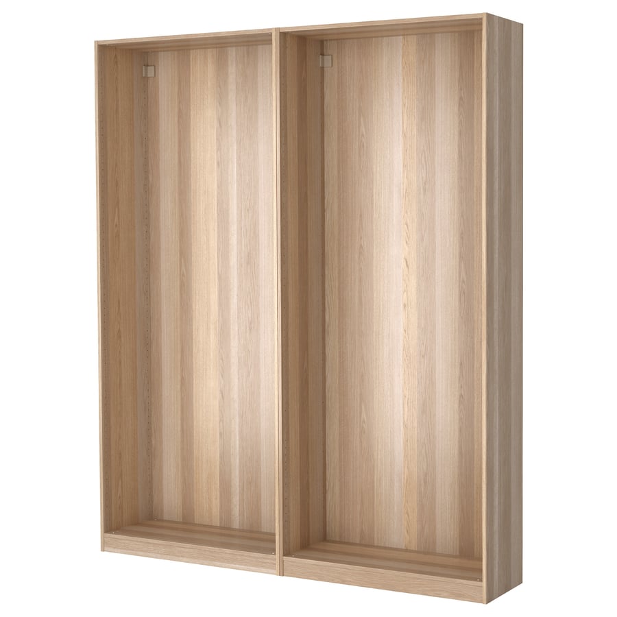 PAX 2 wardrobe frames, white stained oak effect, 200x35x236 cm IKEA