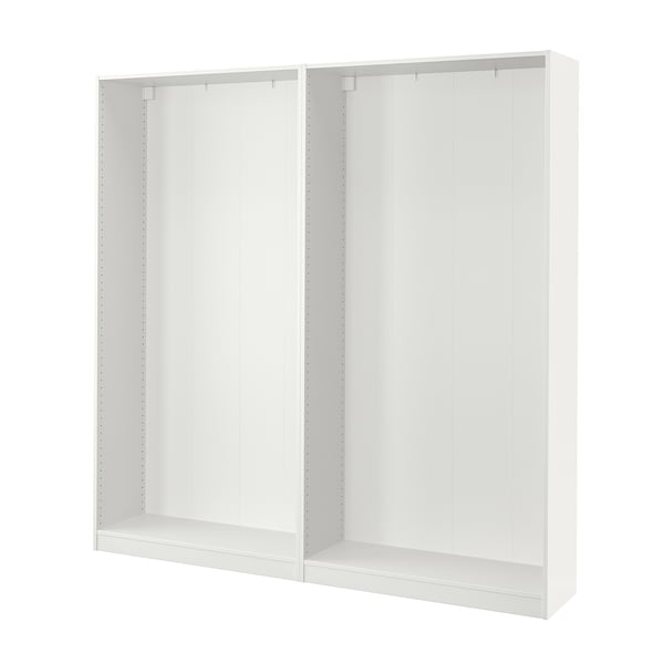 White ikea PAX wardrobe frame - modern, rectangular with multiple compartments.