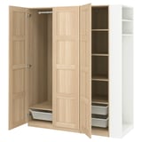 PAX / BERGSBO Wardrobe combination, white stained oak effect white stained oak effect/white, 150x60x201 cm