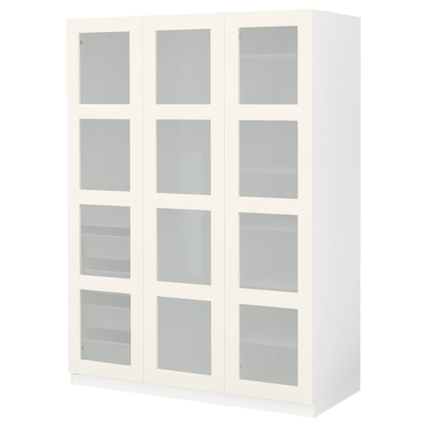 PAX / BERGSBO Wardrobe, white/frosted glass, 150x60x201 cm