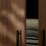 PAX / BJÖRNESKOGEN/ÅHEIM Wardrobe combination, dark grey/walnut veneer, 250x60x201 cm