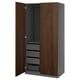 PAX / BJÖRNESKOGEN Wardrobe combination, dark grey/walnut veneer, 100x60x201 cm