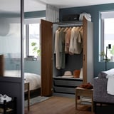 PAX / BJÖRNESKOGEN Wardrobe combination, dark grey/walnut veneer, 100x60x201 cm