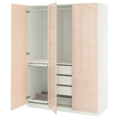 PAX / FARDAL Wardrobe combination, white/high-gloss light orange, 150x60x201 cm