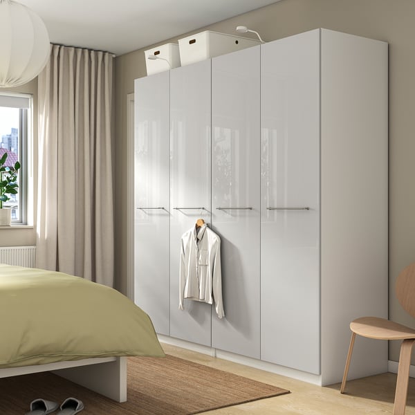 PAX / FARDAL wardrobe, white/highgloss light grey, 200x60x201 cm IKEA