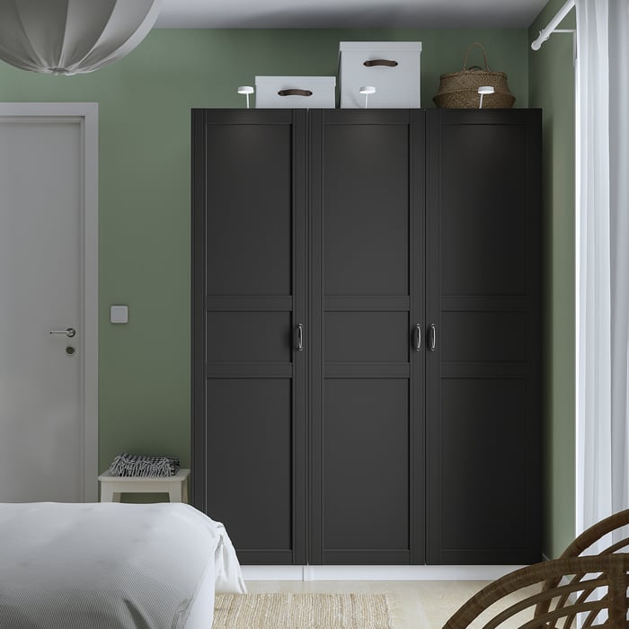 PAX / FLISBERGET Wardrobe combination, white/anthracite, 150x60x201 cm