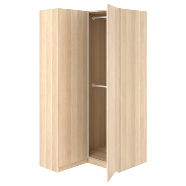 PAX / FORSAND Corner wardrobe, white stained oak effect/white stained oak effect, 111/88x201 cm