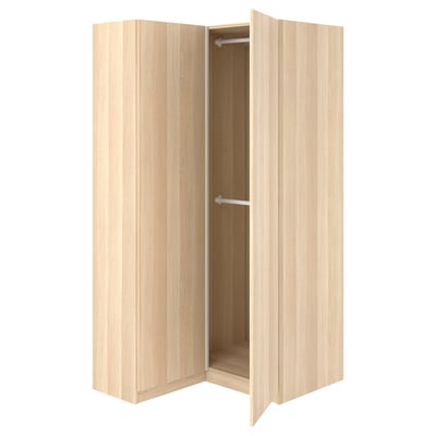 PAX / FORSAND Corner wardrobe, white stained oak effect/white stained oak effect, 111/88x201 cm