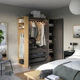 PAX / FORSAND Wardrobe combination, dark grey dark grey/oak effect, 170x60x201 cm