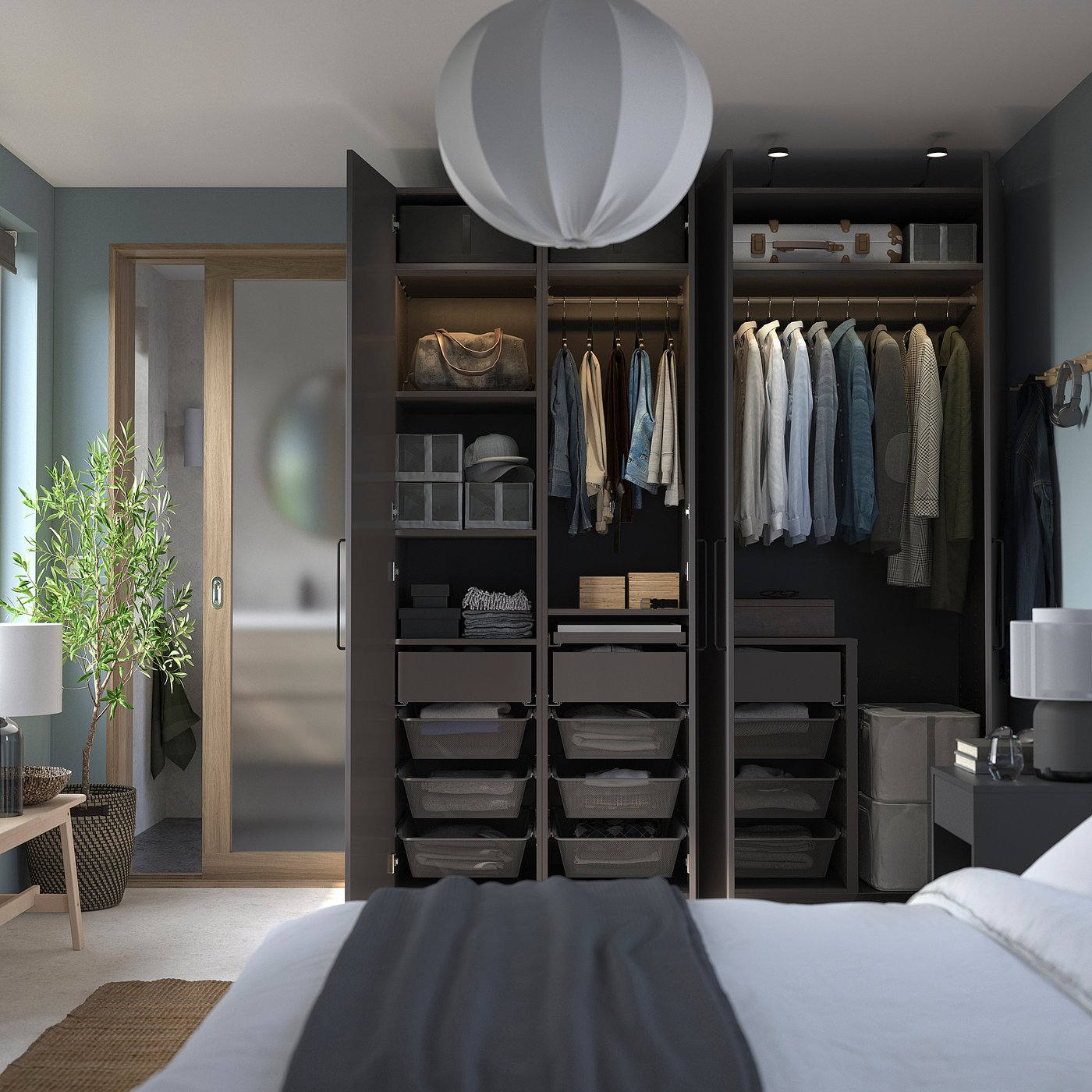 PAX FORSAND Wardrobe Combination Dark Grey dark Grey 200x60x236 Cm PAX FORSAND Wardrobe Combination Dark Grey dark Grey 200x60x236 Cm