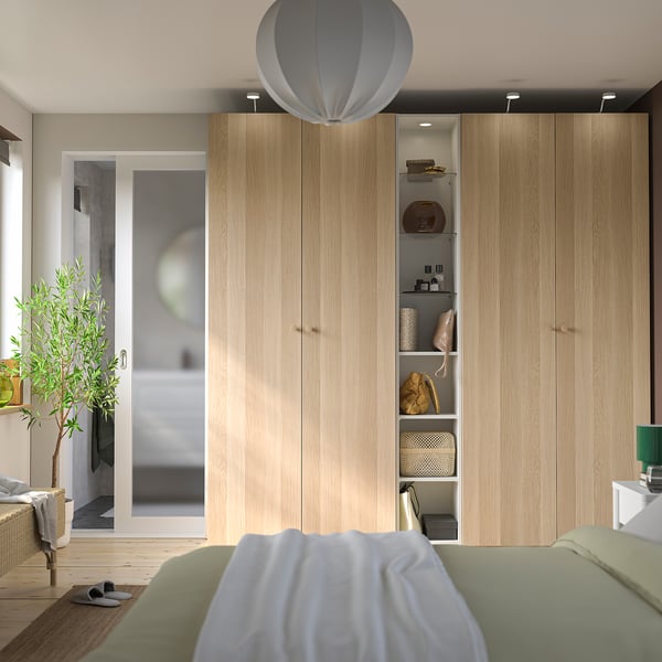 PAX / FORSAND Wardrobe combination, white stained oak effect white stained oak effect/white, 200x60x236 cm