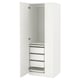 A white PAX wardrobe with an open door, revealing shelves inside.