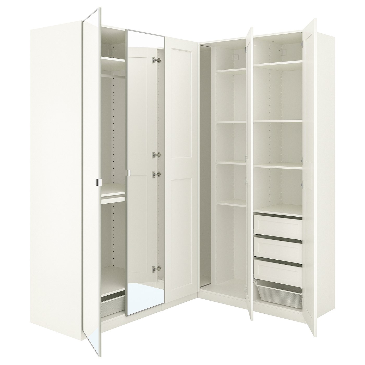 PAX / GRIMO/VIKEDAL Corner wardrobe, white/mirror glass, 210/160x236 cm IKEA