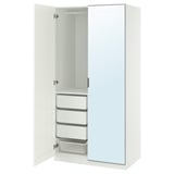 PAX / KAMMARTORP/GULLABERG Wardrobe combination, white mirror glass/grey white, 100x60x201 cm