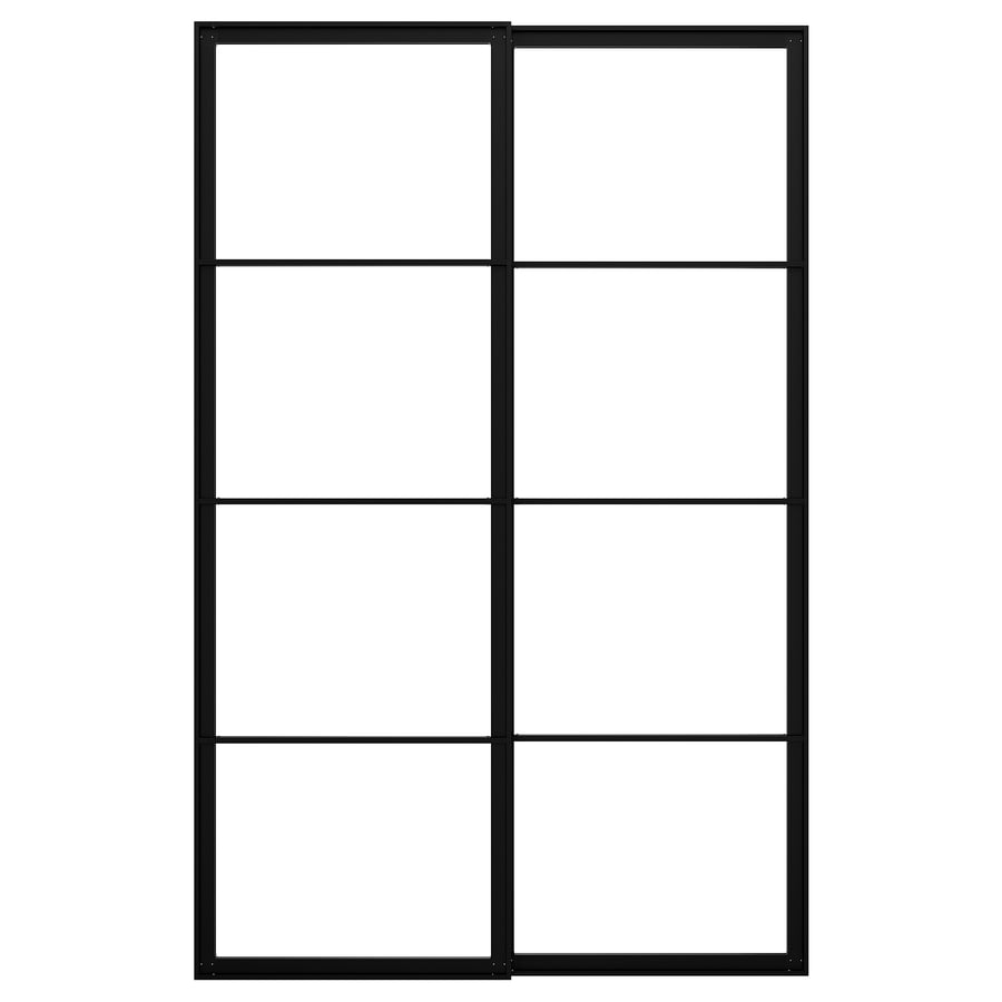 PAX pair of sliding door frames w rail, black, 150x236 cm IKEA