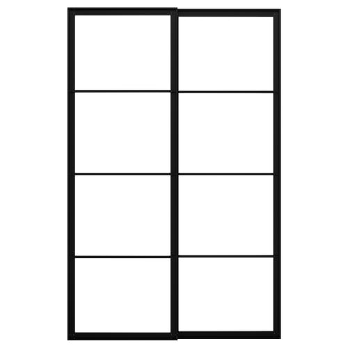 PAX pair of sliding door frames w rail, black, 150x236 cm IKEA