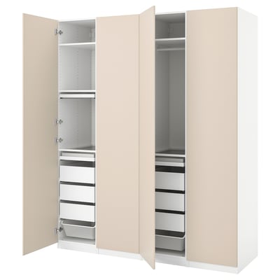 PAX / REINSVOLL Wardrobe combination, white/grey-beige, 200x60x236 cm