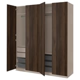 PAX / STORKLINTA Wardrobe combination, grey-beige/dark brown stained oak effect, 200x66x236 cm