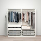 PAX / TYSSEDAL Wardrobe combination, white/mirror glass, 200x60x201 cm