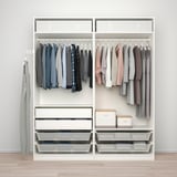 PAX / TYSSEDAL Wardrobe combination, white/mirror glass, 200x60x236 cm