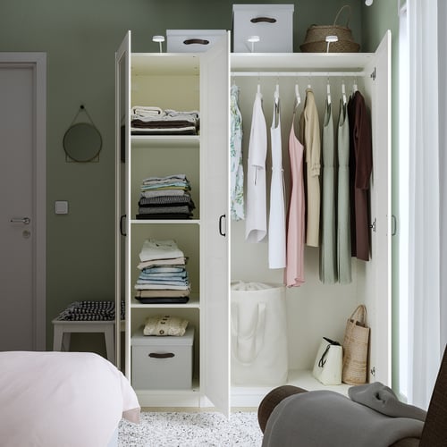PAX / TYSSEDAL wardrobe combination, white/mirror glass, 150x60x201 cm IKEA