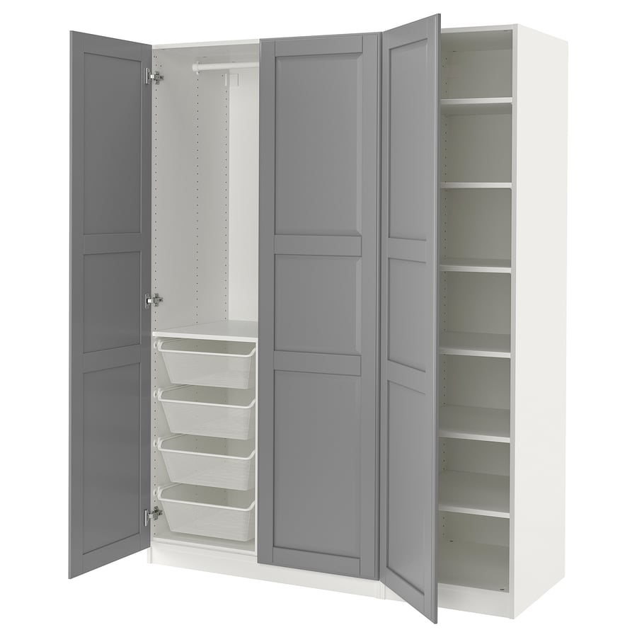 PAX / TYSSEDAL wardrobe, white/grey, 150x60x201 cm IKEA