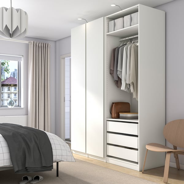 PAX / VIKANES wardrobe, white/white, 175x60x236 cm IKEA