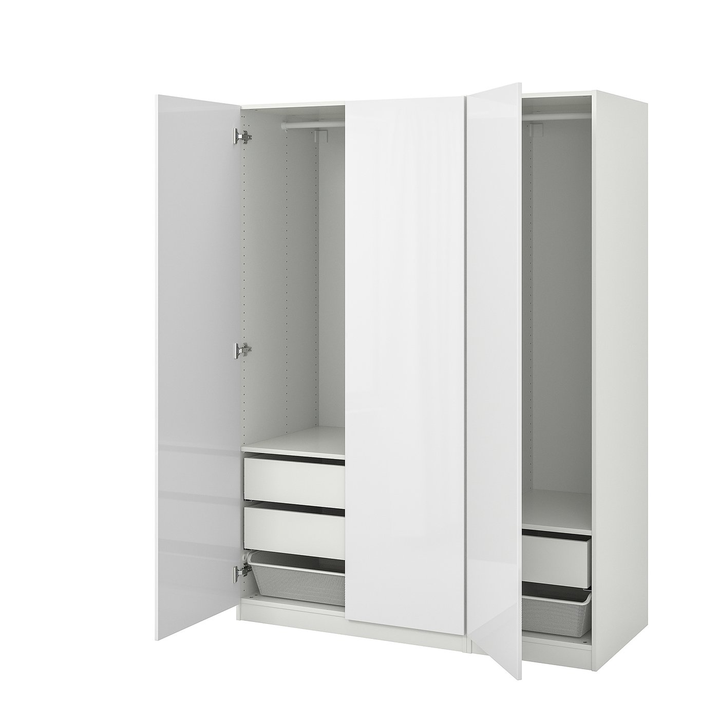 PAX white, Fardal highgloss/white, Wardrobe, 150x60x201 cm, Width 150