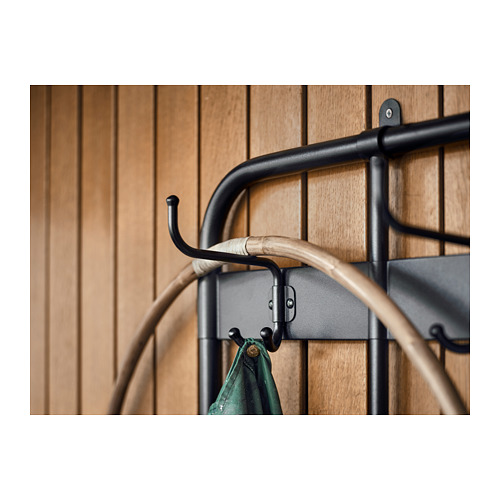 PINNIG Coat rack with shoe storage bench Black 193 cm IKEA