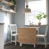 PINNTORP / STEFAN Table and 2 chairs, light brown stained white stained/white, 67/124 cm