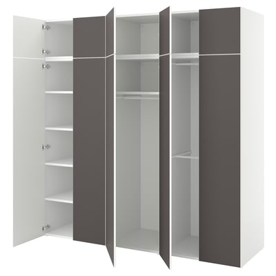 PLATSA Wardrobe w 10 doors, white/Skatval dark grey, 220x57x221 cm