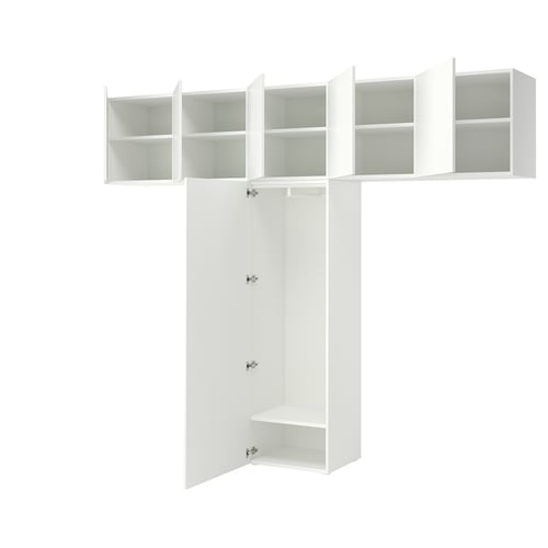 PLATSA Wardrobe w 6 doors, white Fonnes/white, 300x42x241 cm