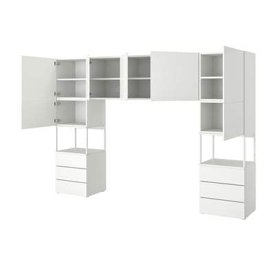 PLATSA Wardrobe with 7 doors+6 drawers, white/Fonnes white, 300x42x201 cm