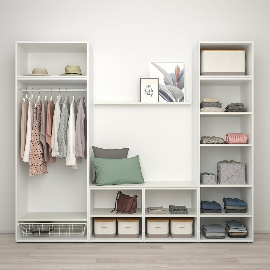 PLATSA wardrobe with 8 doors, white STRAUMEN mirror glass /SKATVAL dark grey, 260x57x221 cm IKEA