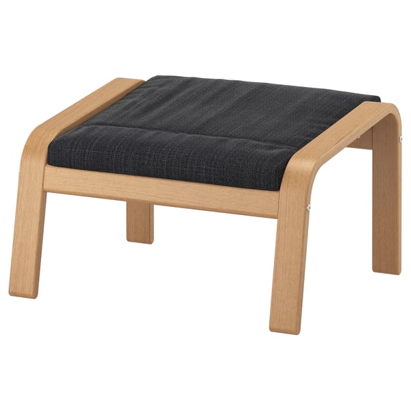 POÄNG Armchair and footstool, oak veneer/Hillared anthracite
