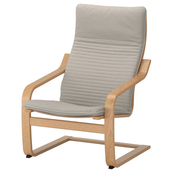 POÄNG Armchair and footstool, oak veneer/Knisa light beige