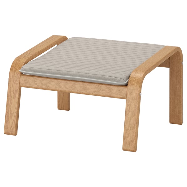 POÄNG Armchair and footstool, oak veneer/Knisa light beige