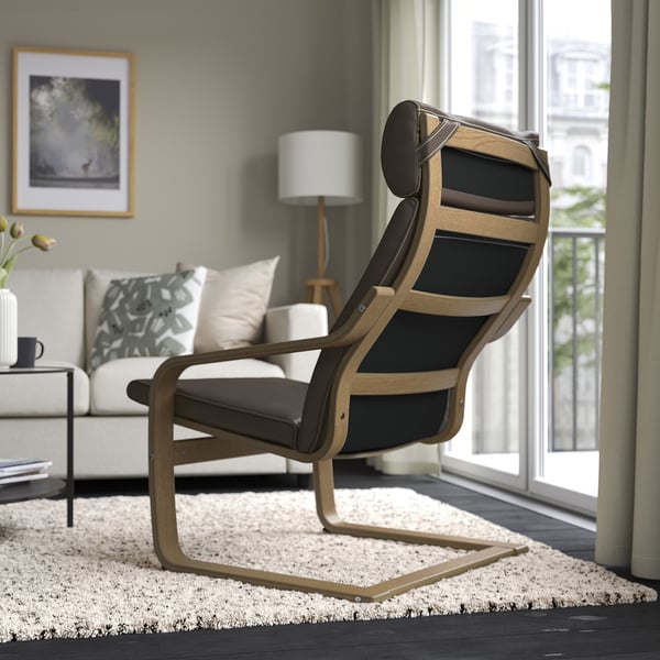 POÄNG Armchair, oak veneer/Glose dark brown