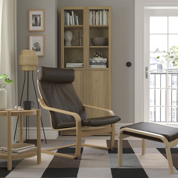 POÄNG Armchair, oak veneer/Glose dark brown