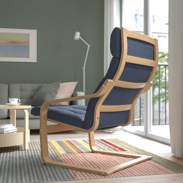 POÄNG Armchair, oak veneer/Gunnared blue